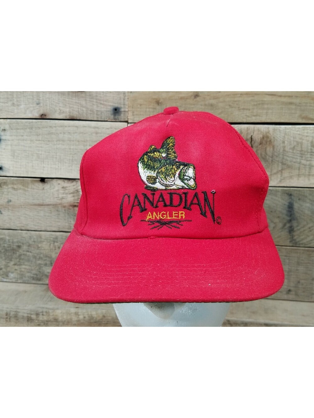 Canadian Angler Red Bass Fishing Hat Used Good Shape